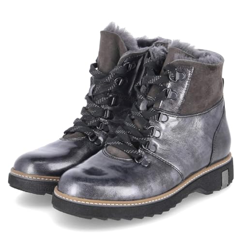 Waldläufer 911802-304/052 orthopädischer Stiefel mit Warmfutter Lackleder Damen in grau - Gr. 38 von Waldläufer