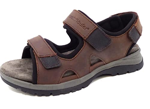 Waldläufer Crazy Horse Sandale Logoschriftzug Rauleder uni Herren Sandale Rauleder Klettverschluss von Waldläufer