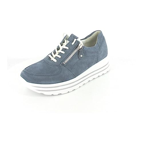 Waldläufer Damen Plateau Leder Sneaker blau Denim weiß 758008-203-263 (eu_Footwear_Size_System, Adult, Women, Numeric, medium, Numeric_38) von Waldläufer