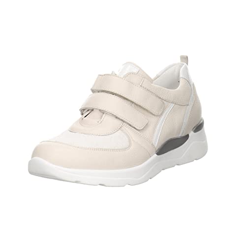 Waldläufer Damen Slipper Schuhe Gabriele Slipper Leder-/Textilkombination Freizeit Elegant Slip-Ons Uni Klettverschluss bequem weit von Waldläufer