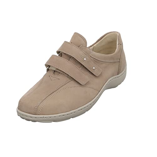 Waldläufer Damen Slipper Schuhe Henni Klettschuh Nubukleder Freizeit Elegant Slip-Ons Uni Henni beige Nubukleder von Waldläufer