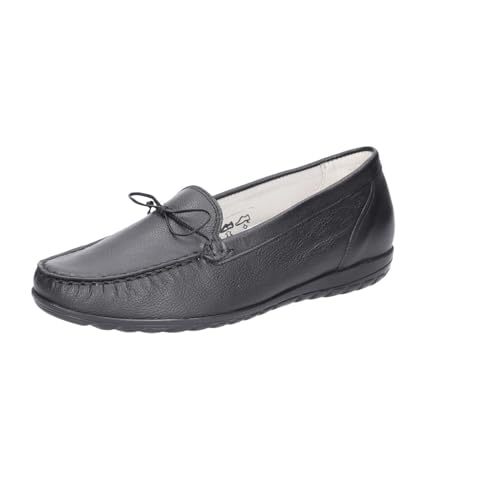 Waldläufer Damen Slipper Schuhe Hesima Mokassin Glattleder Freizeit Elegant Slip-Ons Uni dunkel-blau glatt-Leder Mokassin von Waldläufer