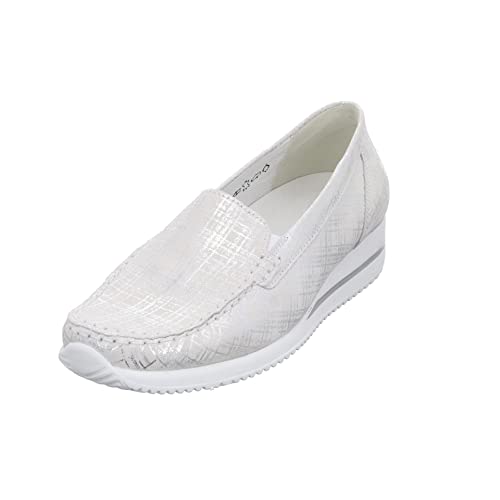 Waldläufer Damen Slipper Schuhe Himona Mokassin Veloursleder Freizeit Elegant Slip-Ons Bedruckt Himona weiß Mokassin von Waldläufer