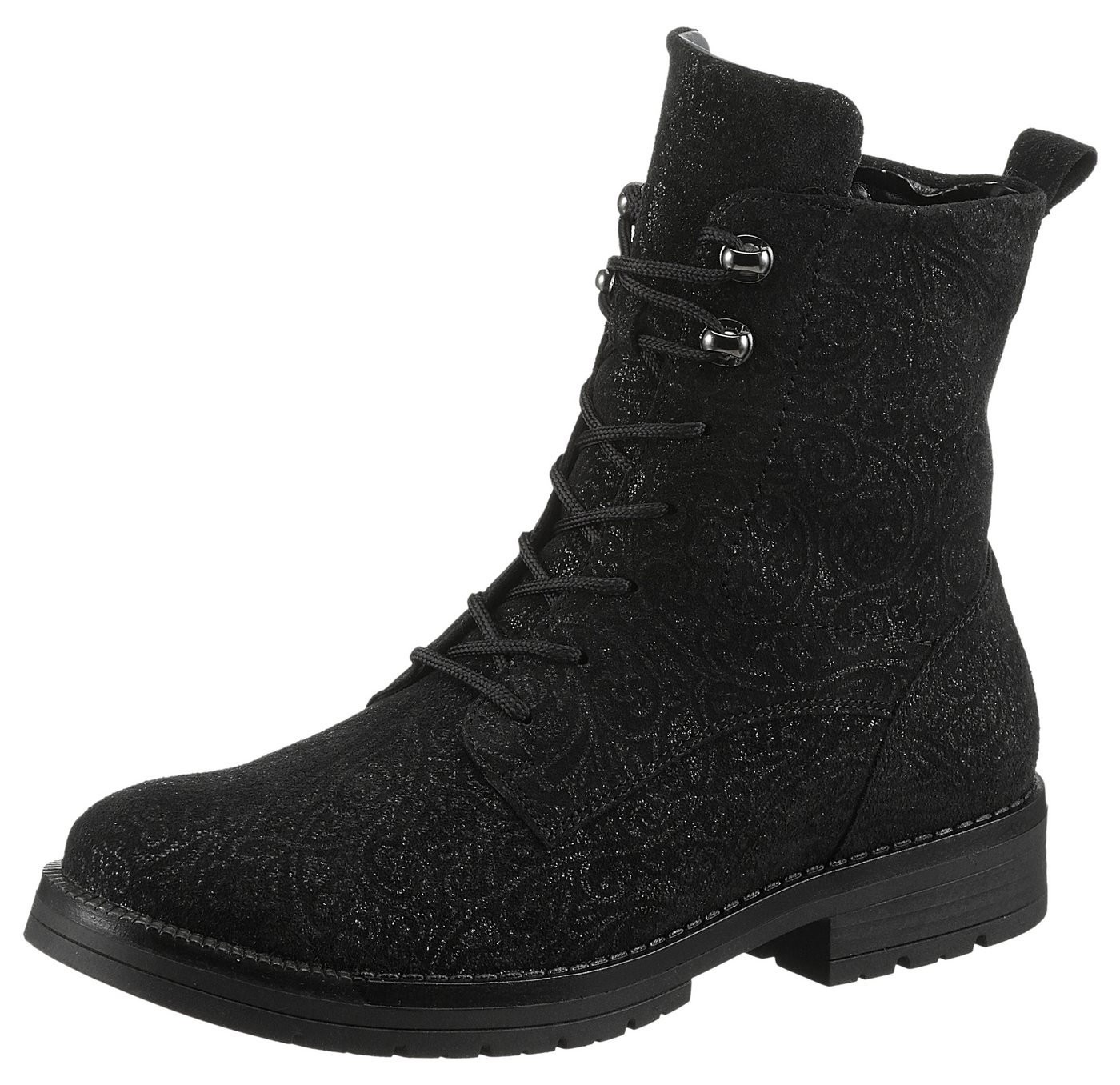 Waldläufer G-RAVINA Schnürstiefelette Schnürboots, Blockabsatz, in floraler Optik, Komfortweite G (weit) von Waldläufer