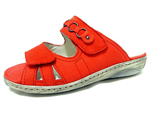 Waldläufer Garda Denver Papaya G Damen Pantolette in Rot, Größe 4.5 von Waldläufer