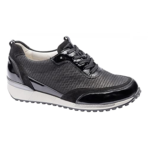 Waldläufer H-Jule Damen Sneaker Schnürschuhe Halbschuhe schwarz Leder von Waldläufer