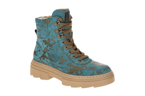 Waldläufer H-Saiga Bootie Warmfutter 977801-300-124, Nubukleder Komb., Lago (Blau)/ Khaki, Weite H Blau Gr. 38 von Waldläufer