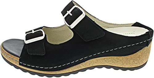 Waldläufer Hanila Damen Pantolette in Schwarz, Größe 7.5 von Waldläufer