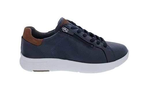 Waldläufer Heiko Halbschuh 984015-300-479, Hirsch-/ Nubukleder, Notte/Cognac (LS: Weiß), Wechselfußbett, Weite H Blau Gr. 44 von Waldläufer