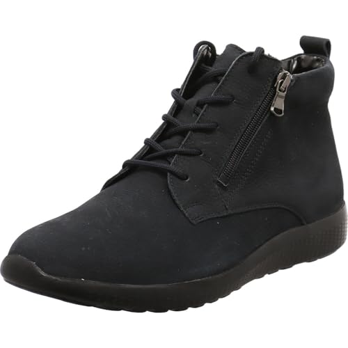 Waldläufer K-Ira Damen Schnürstiefelette aus Nubukleder in Blau mit Wechselfußbett und in Weite K. blau Gr. 37 von Waldläufer