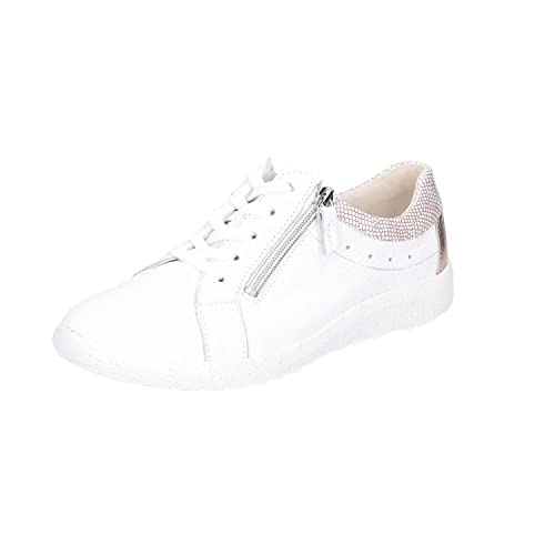 Waldläufer Damen Schnürhalbschuhe Ira Schnürschuh Leder-/Textilkombination Freizeit Sport Schuhe Uni Weiss geschnürt bequem von Waldläufer