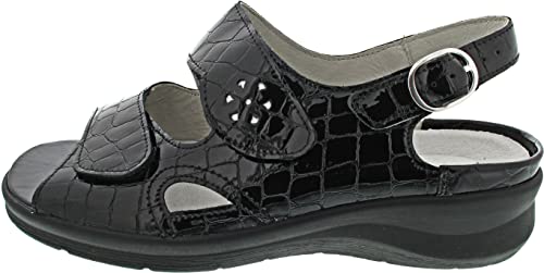 Waldläufer Merle schwarz/silber M Damen Sandale in Schwarz, Größe 6 von Waldläufer