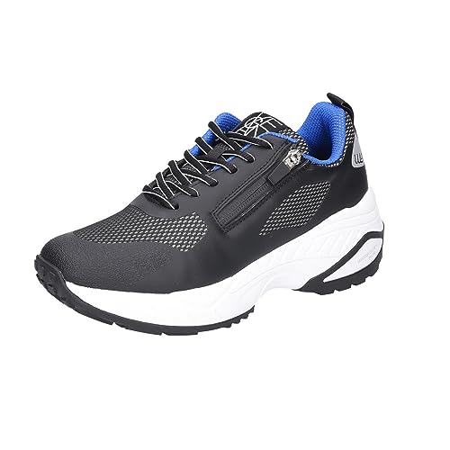 Waldläufer Run Damensneaker, H+K Pepper, schwarz-Weiss, Schnürung u. Reißverschluss, vegan 721002-601-892, Größe 40.5 EU von Waldläufer