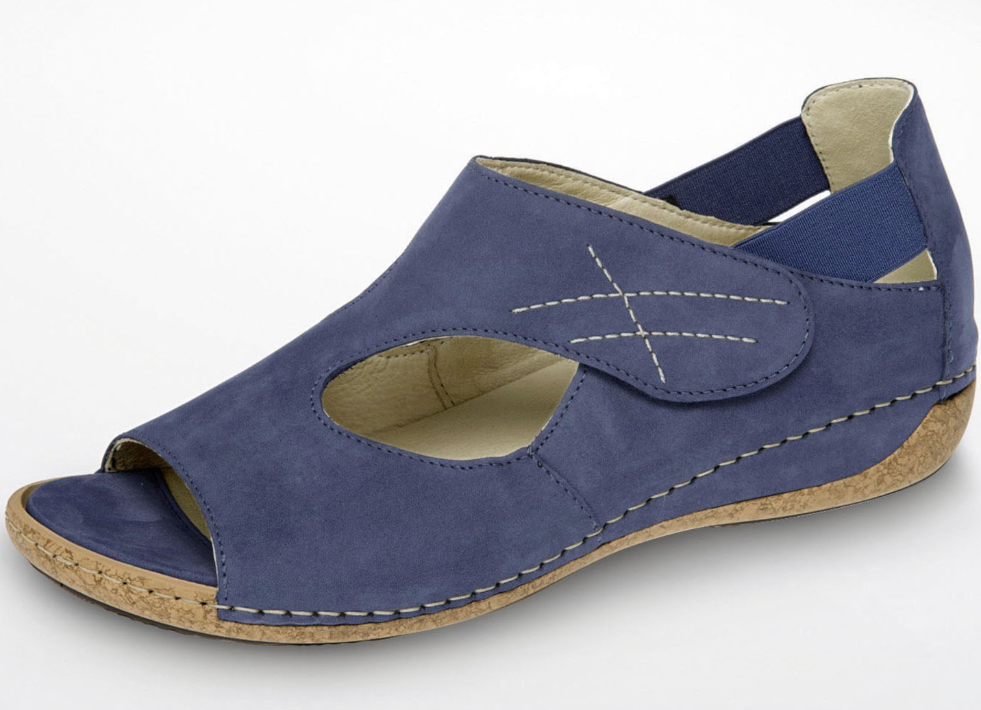 Waldläufer Sandale aus edlem Rind-Nubukleder, Schuhgröße 5 1/2, Jeansblau von Waldläufer