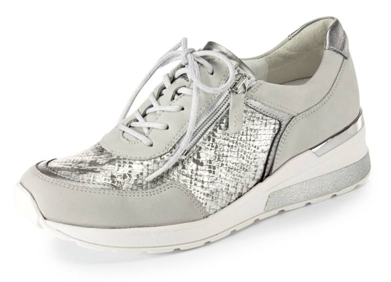 Waldläufer, bequeme Damen-Schnürschuhe, Weite H, mit herausnehmbarem Fußbett, Schuhgröße 7, Eisgrau-Silber von Waldläufer