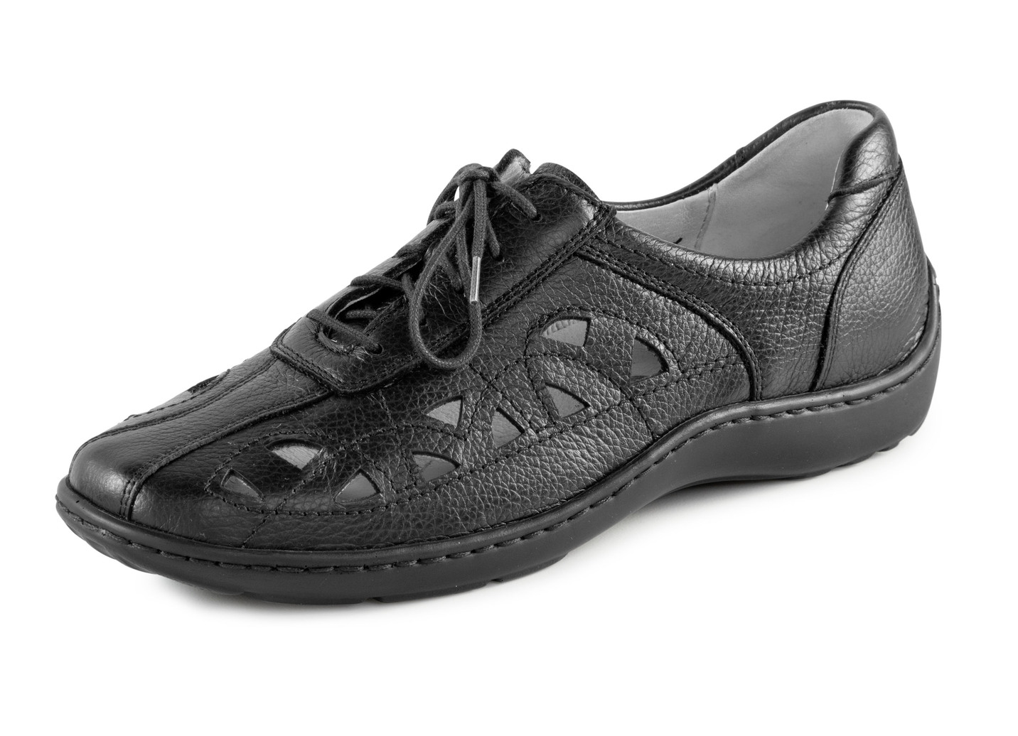 Waldläufer Schnürschuh mit luftigen Durchbrüchen, Schuhgröße 5, Schwarz von Waldläufer