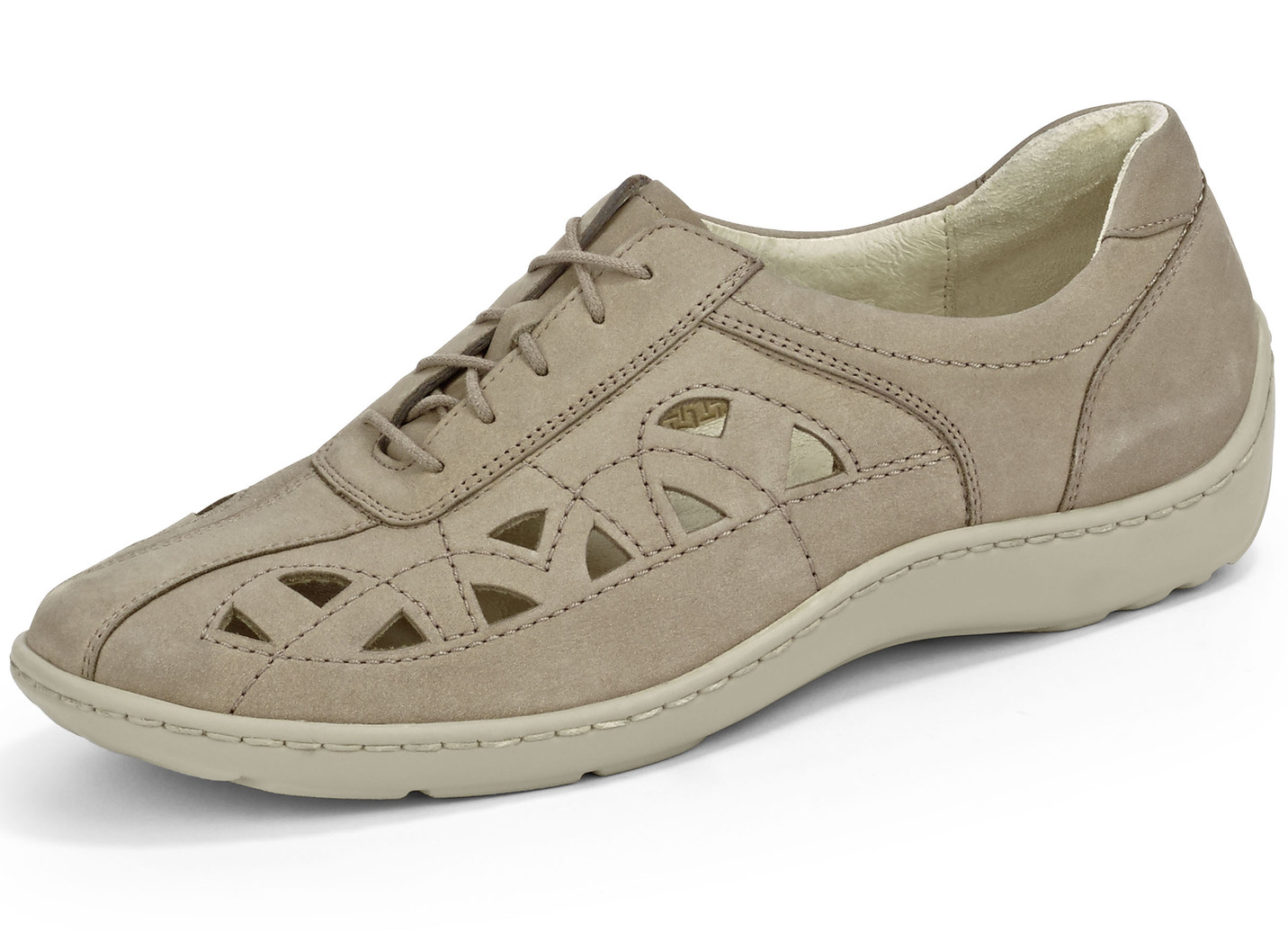 Waldläufer Schnürschuh mit luftigen Durchbrüchen, Schuhgröße 8 1/2, Sandbeige von Waldläufer