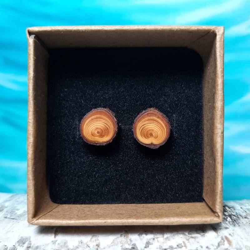 Kleine Holzohrstecker, Handgefertigter Naturschmuck, Wald-Unikate von Waldschnuppe