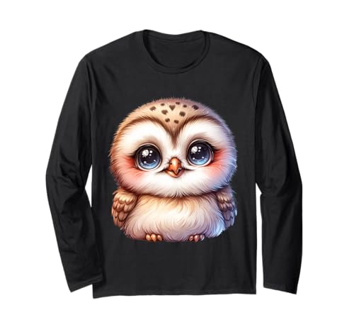 Niedliche Eule mit großen Augen für Kinder Langarmshirt Niedliche Eule mit großen Augen für Kinder Langarmshirt von Waldtiere Kinder Tiermotive Eulenliebhaber