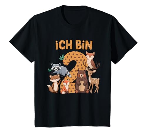 Kinder 2. Geburtstag Waldtiere Wald Tiere Reh Bär Geburtstags T-Shirt Kinder 2. Geburtstag Waldtiere Wald Tiere Reh Bär Geburtstags T-Shirt von Waldtiere Kindergeburtstag Geburtstag Geschenk