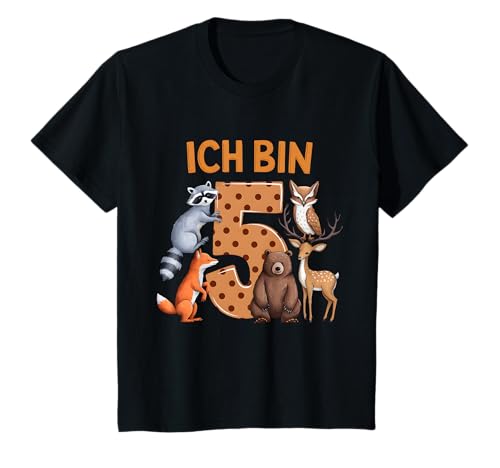 Kinder 5. Geburtstag Waldtiere Wald Tiere Reh Bär Geburtstags T-Shirt Kinder 5. Geburtstag Waldtiere Wald Tiere Reh Bär Geburtstags T-Shirt von Waldtiere Kindergeburtstag Geburtstag Geschenk