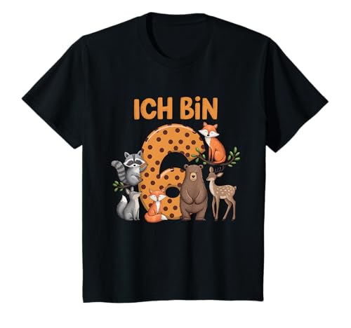 Kinder 6. Geburtstag Waldtiere Wald Tiere Reh Bär Geburtstags T-Shirt Kinder 6. Geburtstag Waldtiere Wald Tiere Reh Bär Geburtstags T-Shirt von Waldtiere Kindergeburtstag Geburtstag Geschenk