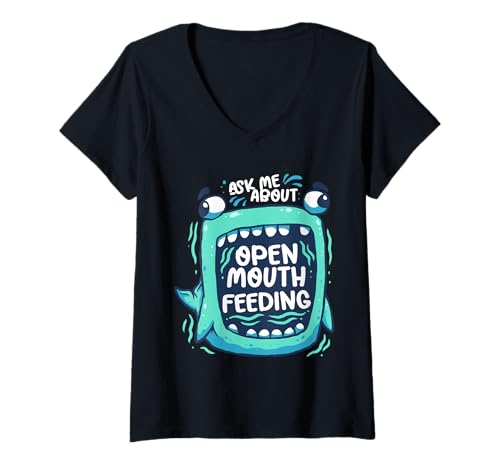 Damen Walbeobachtung Ask Me About Open Mouth Feeding T-Shirt mit V-Ausschnitt Damen Walbeobachtung Ask Me About Open Mouth Feeding T-Shirt mit V-Ausschnitt von Wale Walfisch Walbeobachtung Walbeobachter