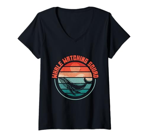 Damen Walbeobachtung Whale Watching Squad T-Shirt mit V-Ausschnitt Damen Walbeobachtung Whale Watching Squad T-Shirt mit V-Ausschnitt von Wale Walfisch Walbeobachtung Walbeobachter