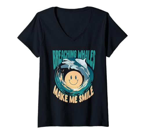 Damen Walbeobachtung Whale Watching T-Shirt mit V-Ausschnitt Damen Walbeobachtung Whale Watching T-Shirt mit V-Ausschnitt von Wale Walfisch Walbeobachtung Walbeobachter