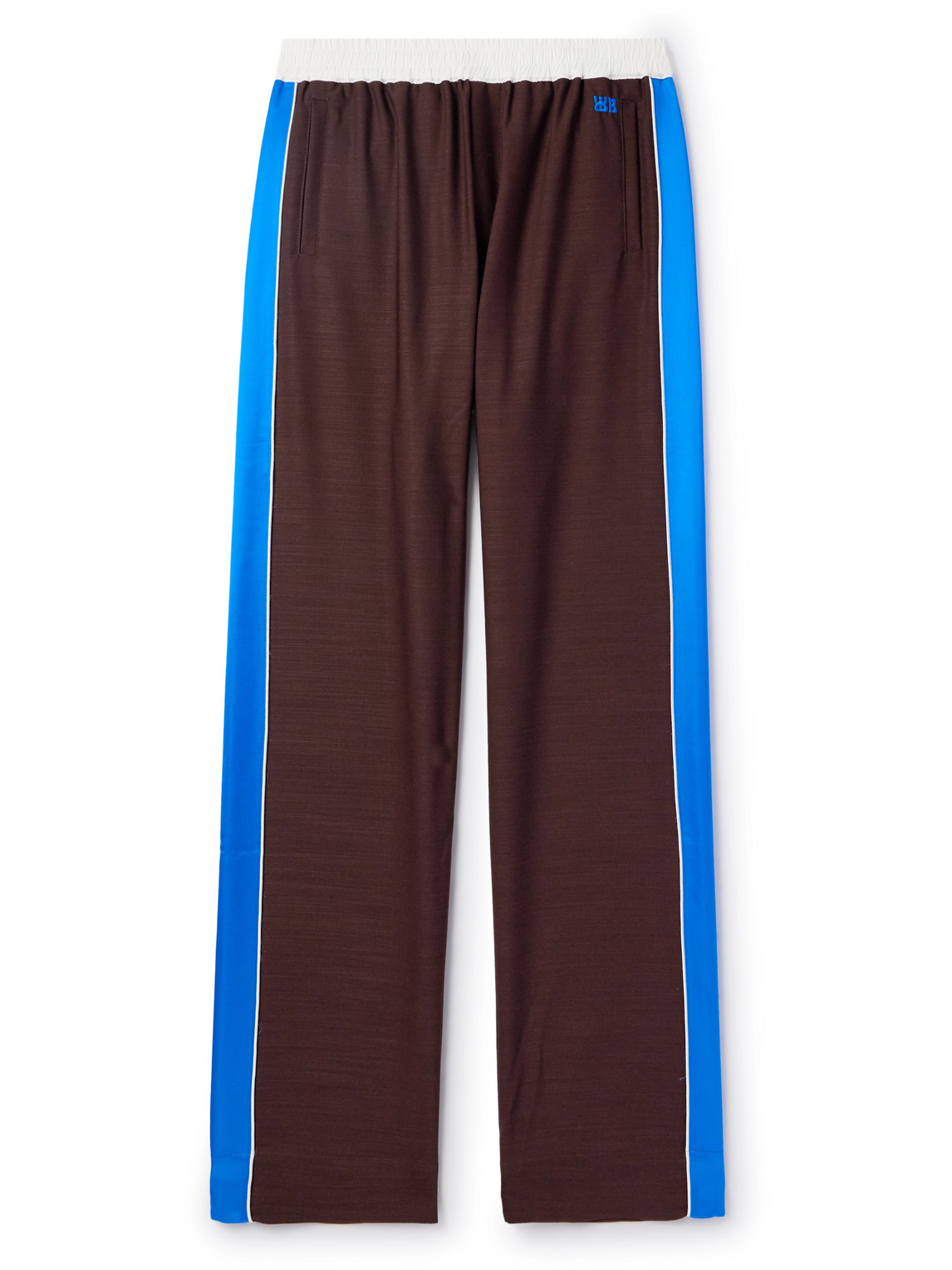 Wales Bonner - Courage Straight-Leg Logo-Embroidered Shell and Satin-Trimmed Wool Track Pants - Men - Brown - IT 54 von Wales Bonner