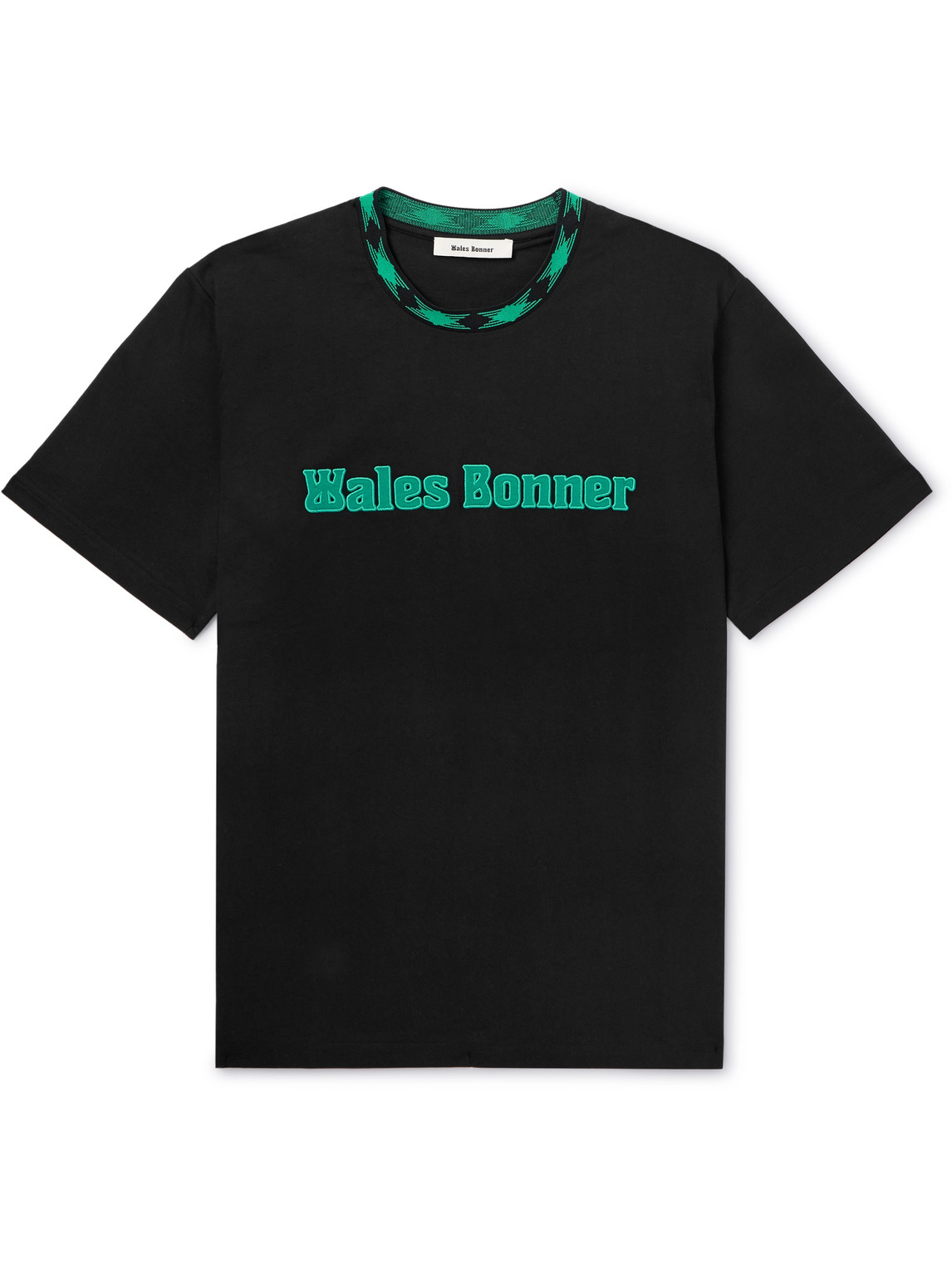 Wales Bonner - Logo-Appliquéd Organic Cotton-Jersey T-Shirt - Men - Black - S von Wales Bonner
