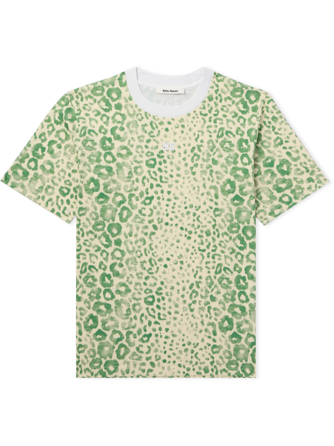 Wales Bonner - Original Logo-Embroidered Leopard-Print Organic Cotton-Jersey T-Shirt - Men - Green - M von Wales Bonner
