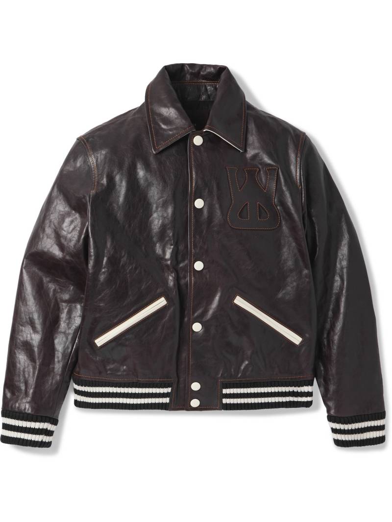 WALES BONNER - Prince Logo-Appliquéd Padded Leather Varsity Jacket - Men - Brown - IT 46 von WALES BONNER