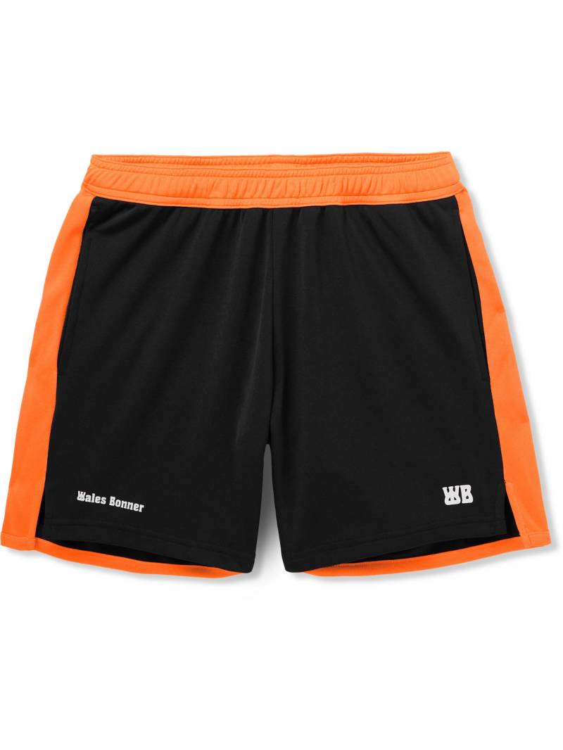 WALES BONNER - Straight-Leg Logo-Appliquéd Two-Tone Tech-Jersey Shorts - Men - Black - S von WALES BONNER