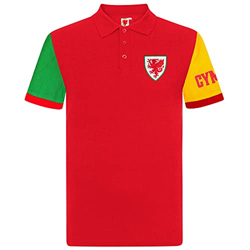 Wales FAW - Herren Polo-Shirt mit Vereinswappen - Offizielles Merchandise - Geschenk für Fußballfans - Rot mit Kontrastärmeln - XL Wales FAW - Herren Polo-Shirt mit Vereinswappen - Offizielles Merchandise - Geschenk für Fußballfans - Rot mit Kontrastärmeln - XL von Wales