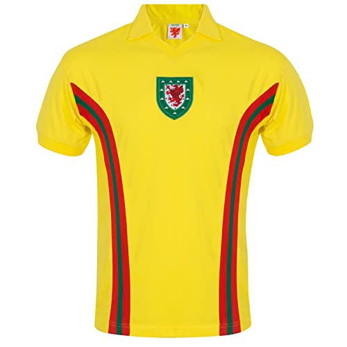 Wales FAW - Herren Trikot im Retro-Design von 1976/84 - Offizielles Merchandise - Gelb 1976 Nr.10-3XL von Wales F.A.