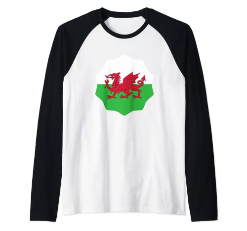 Walisische Flagge Vereinigtes Königreich Damen Herren Wales Raglan von Wales Fahne Waliser Frauen Männer Kinder Fun Wales