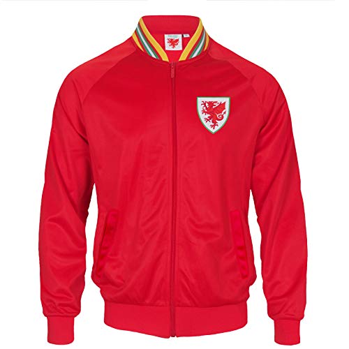 Wales FAW - Herren Trainingsjacke im Retro-Design - Offizielles Merchandise - Geschenk für Fußballfans - Rot - L von Wales