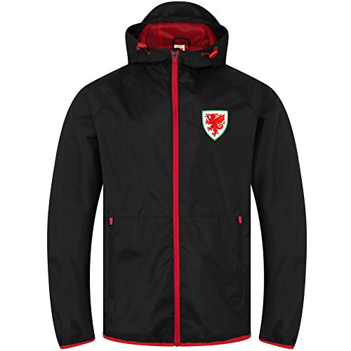 Wales FAW - Herren Wind- und Regenjacke - Kapuze mit Schirm - Offizielles Merchandise - Geschenk für Fußballfans - Schwarz - M von Wales