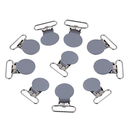 Schnuller Clips Klein, 10 Stück Hosenträger Clips 25mm, Schnuller Strapse Clips Halter Runde Suspender Braces(8 x 6 x 1cm Grau) von Walfront
