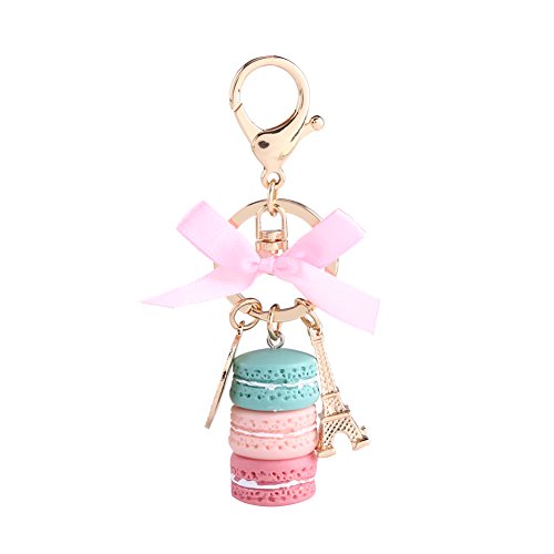 Walfront Macaron Schlüsselanhänger Eiffelturm Tasche Anhänger Harz Keychain Kuchen Schlüsselbund Nette Geldbörse Dekoration (Grün) von Walfront