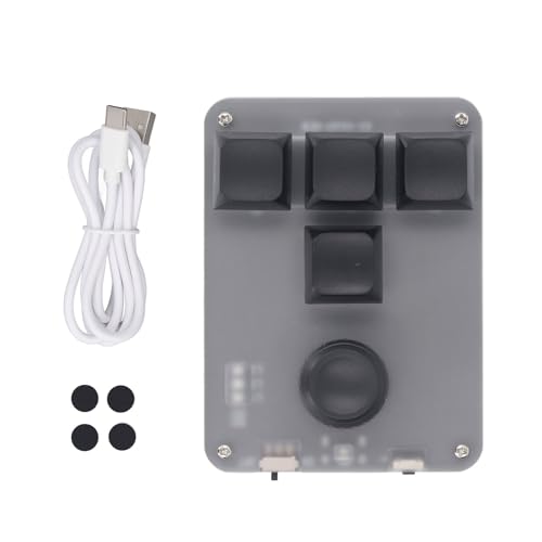 Walfront USB-Mini-Tastatur, 4 Tasten, 1 Knopf, Tastatur, Blauer Schalter, Programmierbare Makromechanische Gaming-Tastatur mit RGB-LED, USB-C- oder BT-Anschluss von Walfront