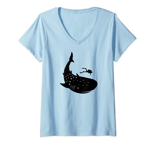 Damen Tauchen Mit Walhai Scuba Taucher Ozean Riff Hai Tauchurlaub T-Shirt mit V-Ausschnitt Damen Tauchen Mit Walhai Scuba Taucher Ozean Riff Hai Tauchurlaub T-Shirt mit V-Ausschnitt von Walhai Tauch Abenteuer & Urlaub Meer Geschenkidee