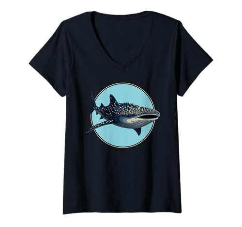 Damen Walhaie Walhai T-Shirt mit V-Ausschnitt Damen Walhaie Walhai T-Shirt mit V-Ausschnitt von Walhaie Walhai Tier Shop