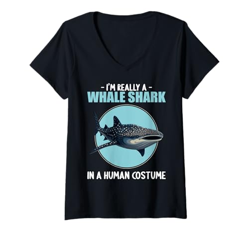 Damen Walhaie Walhai T-Shirt mit V-Ausschnitt Damen Walhaie Walhai T-Shirt mit V-Ausschnitt von Walhaie Walhai Tier Shop