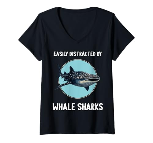 Damen Walhaie Walhai T-Shirt mit V-Ausschnitt Damen Walhaie Walhai T-Shirt mit V-Ausschnitt von Walhaie Walhai Tier Shop