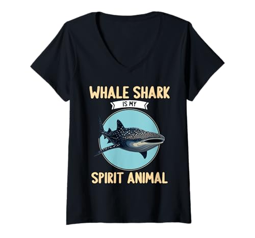 Damen Walhaie Walhai T-Shirt mit V-Ausschnitt Damen Walhaie Walhai T-Shirt mit V-Ausschnitt von Walhaie Walhai Tier Shop