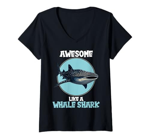 Damen Walhaie Walhai T-Shirt mit V-Ausschnitt Damen Walhaie Walhai T-Shirt mit V-Ausschnitt von Walhaie Walhai Tier Shop