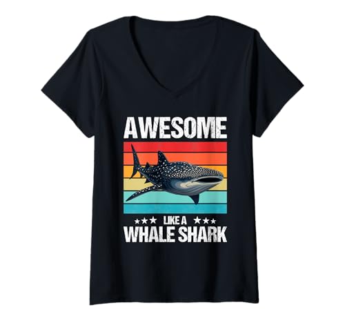 Damen Walhaie Walhai T-Shirt mit V-Ausschnitt Damen Walhaie Walhai T-Shirt mit V-Ausschnitt von Walhaie Walhai Tier Shop