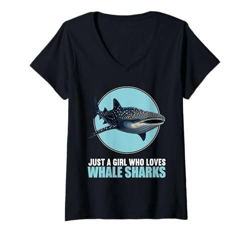 Damen Walhaie Walhai T-Shirt mit V-Ausschnitt Damen Walhaie Walhai T-Shirt mit V-Ausschnitt von Walhaie Walhai Tier Shop